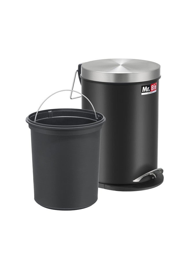 Mr. Bin Stainless Steel Dustbin | Black Pedal Bin with Plastic Bucket and Lid | SS 202 8" x 13" Garbage Bin | Step On Trash Can | Round Shape Dustbin for Home, Bathroom, Kitchen & Office | 7 Liter | - Image 5